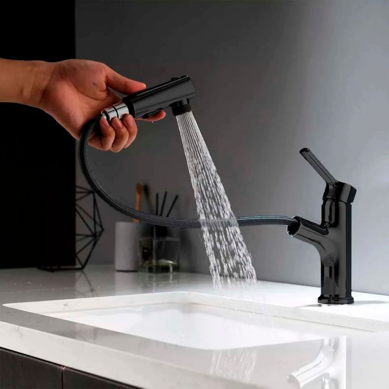 Llave Grifería Lavamanos Y Lavaplatos Extensible Negro Mate-3