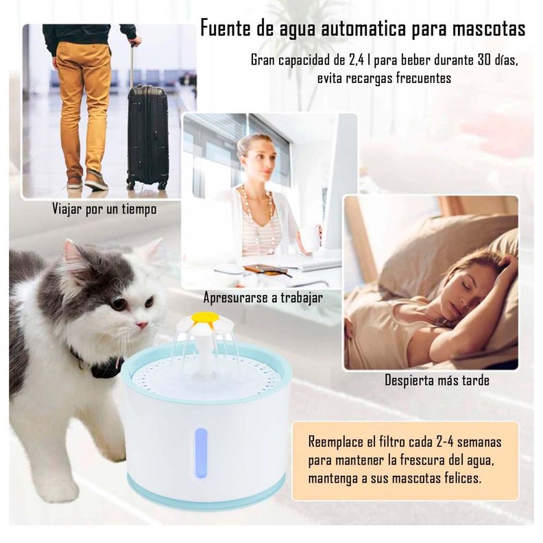Bebedero Eléctrico Dispensador Agua Para Mascotas De 2.4 Lts-3
