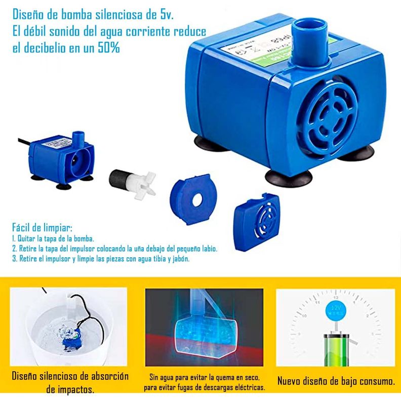 Bebedero Eléctrico Dispensador Agua Para Mascotas De 2.4 Lts-6