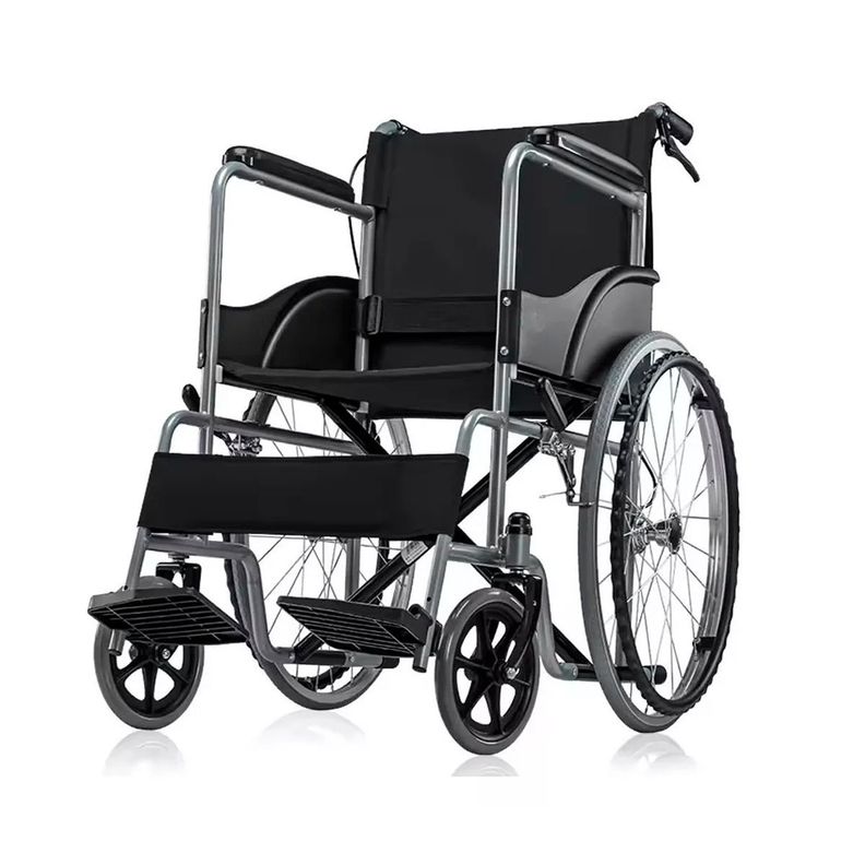 Silla De Ruedas Estandar Liviana Plegable Doble Freno-0