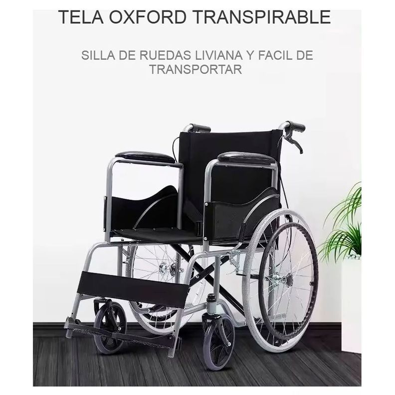 Silla De Ruedas Estandar Liviana Plegable Doble Freno-1