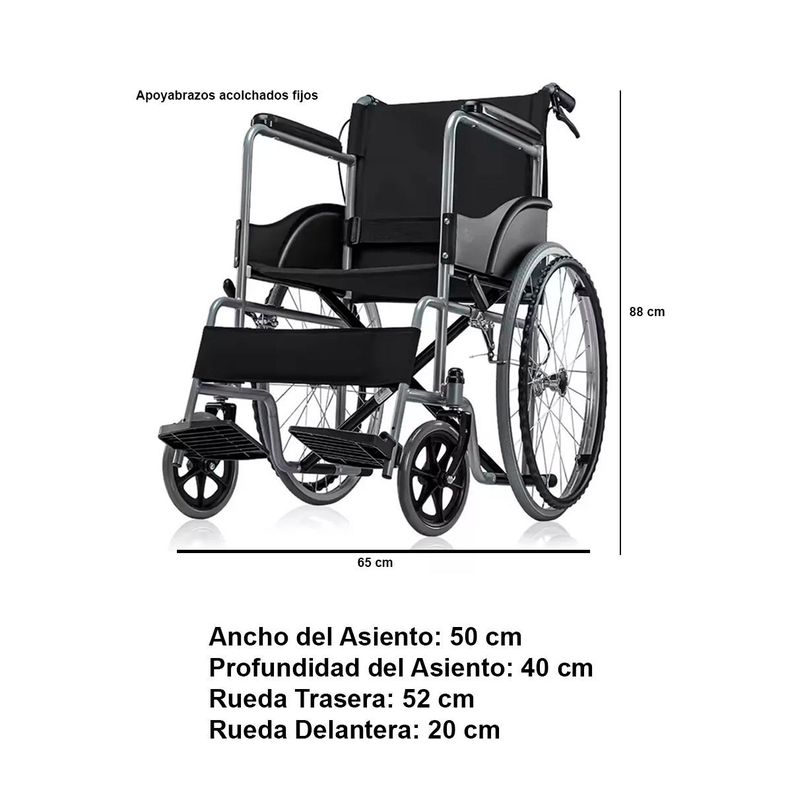 Silla De Ruedas Estandar Liviana Plegable Doble Freno-2