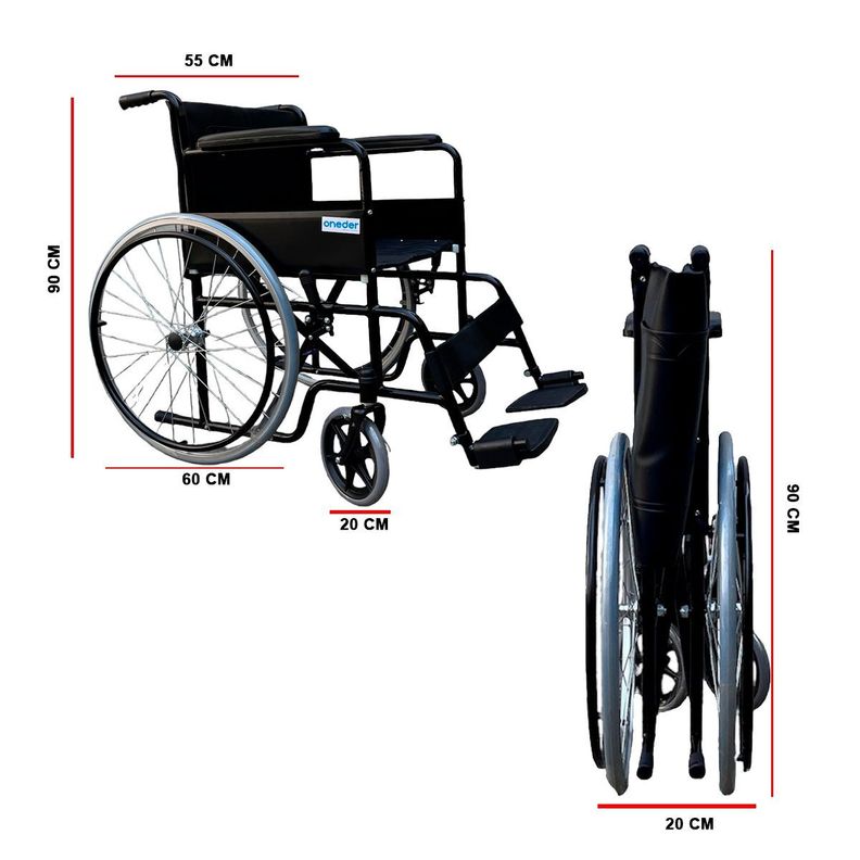Silla De Ruedas Estándar Liviana Negra Oneder-4