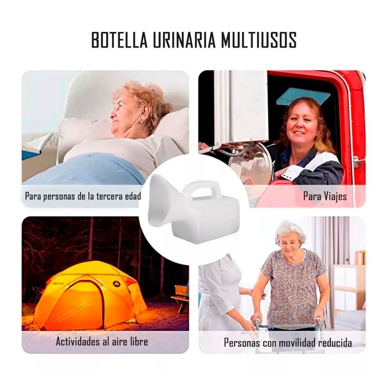 Pato Urinario Femenino Cuello Corto Portatil 1 Lt Plastico-2
