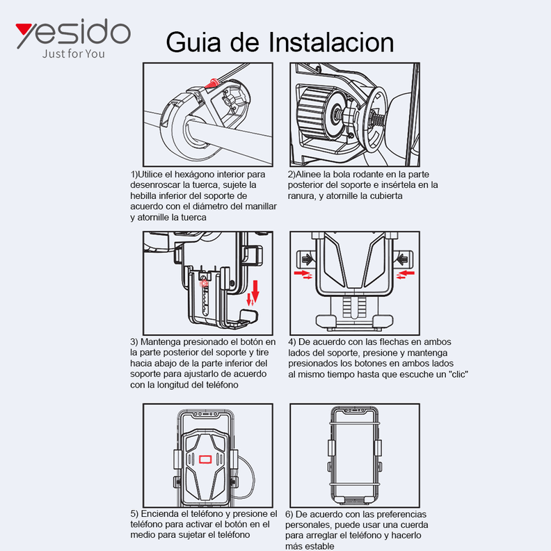 Soporte Porta Celular Holder Moto Bicicleta Yesido C94-1