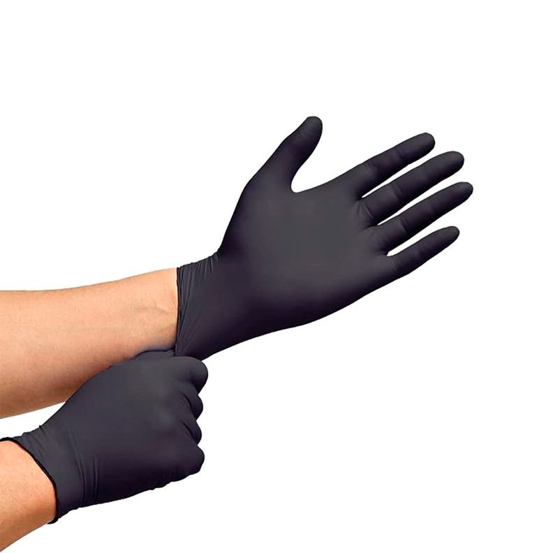 Guantes De Nitrilo Negro Sin Polvo Talla L 100 Unds-0