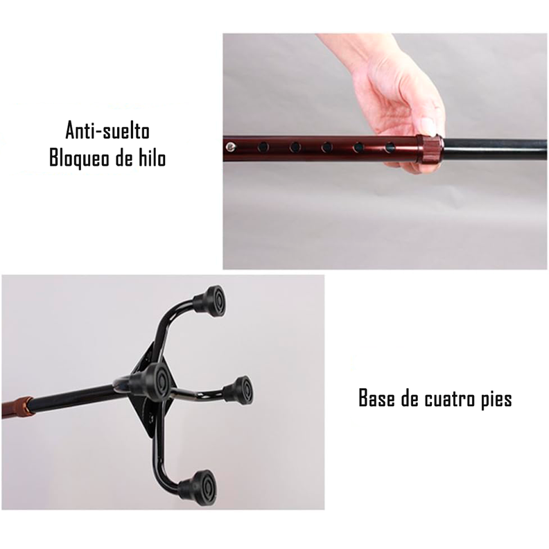 Baston Ortopedico Cuadriple Adulto Mayor Bronce 4 Apoyos-5