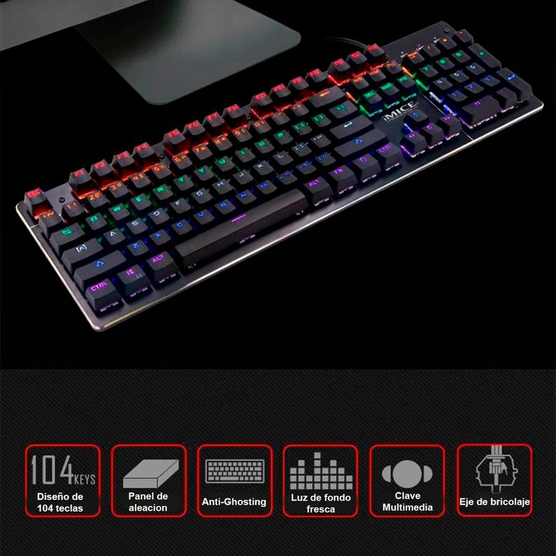 Teclado Mecánico Imice Mk-x80 Gamer Rgb Retroiluminado Usb-1