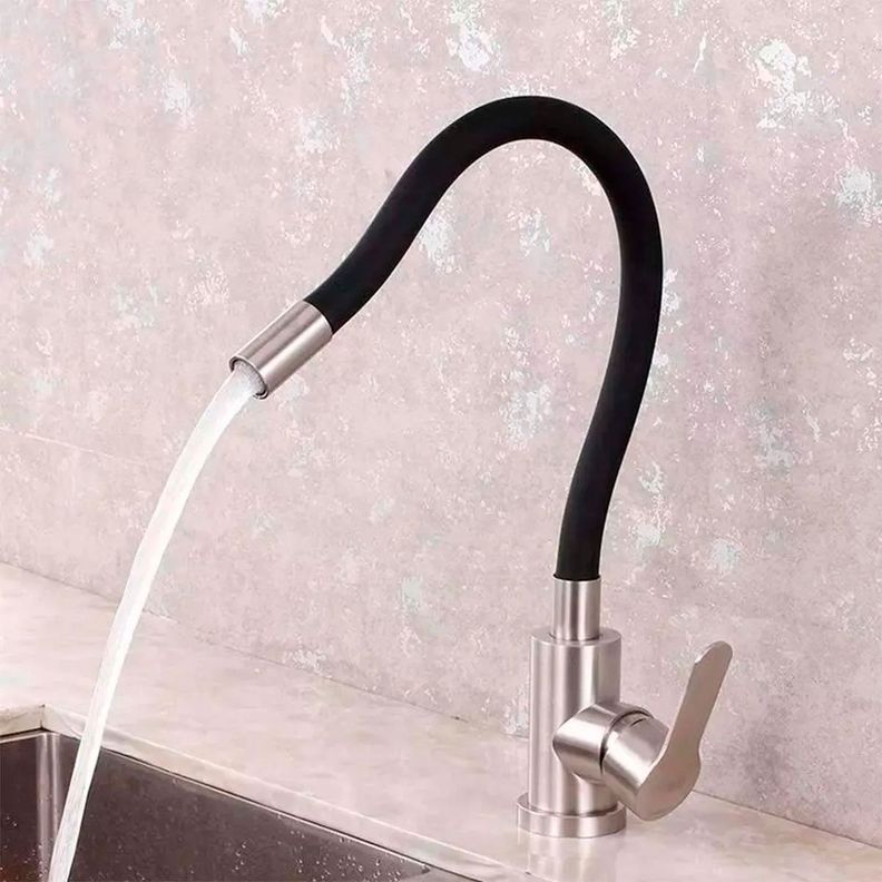 Llave Griferia Lavaplatos Cuello Cisne Flexible Tap15 Negro-1