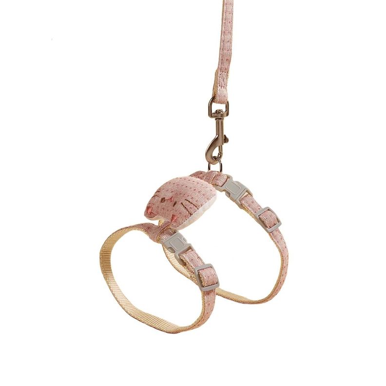 Arnes Transpirable Ajustable + Correa Rosado Mascotas Perros Gatos-0