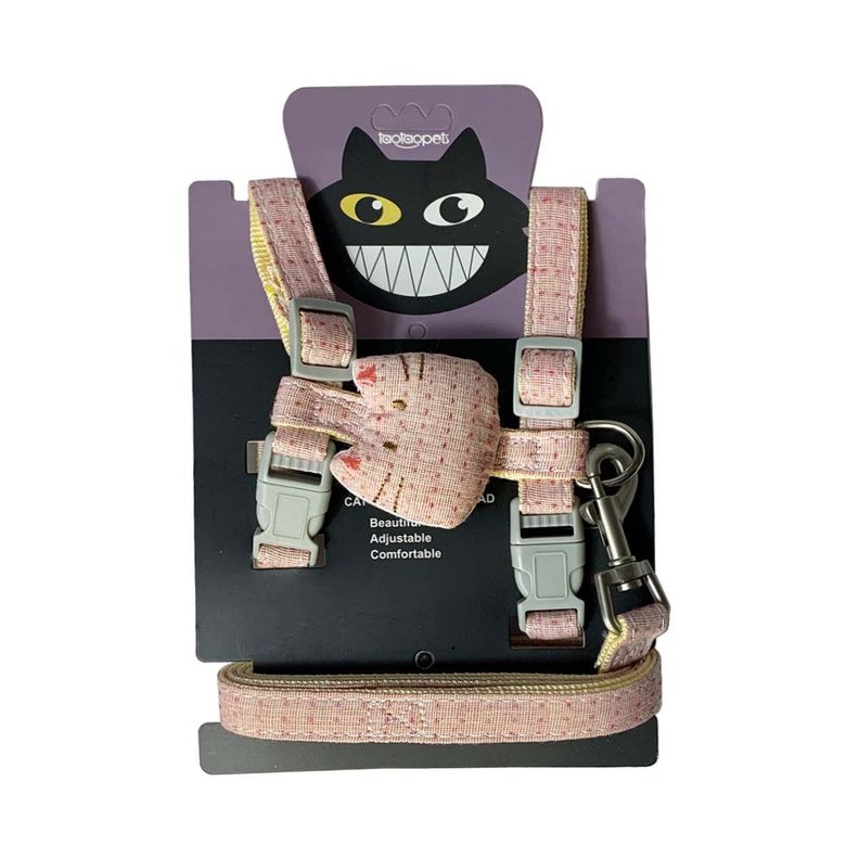 Arnes Transpirable Ajustable + Correa Rosado Mascotas Perros Gatos-1