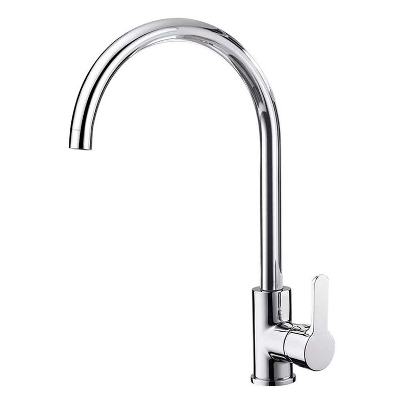 Llave Grifería Lavaplatos Cuello Cisne Plateado Monomando Tap 25-0