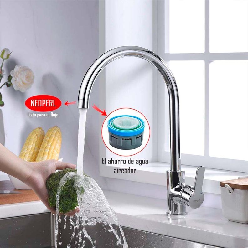 Llave Grifería Lavaplatos Cuello Cisne Plateado Monomando Tap 25-2