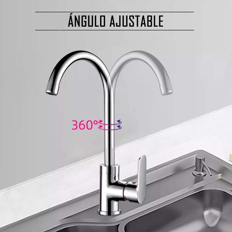 Llave Grifería Lavaplatos Cuello Cisne Plateado Monomando Tap 25-3