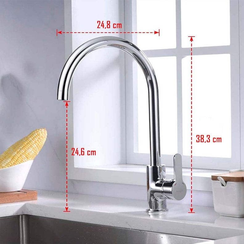 Llave Grifería Lavaplatos Cuello Cisne Plateado Monomando Tap 25-4