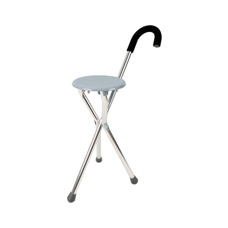 Baston Con Asiento Plegable Aluminio Alta Calidad Premium Gris
