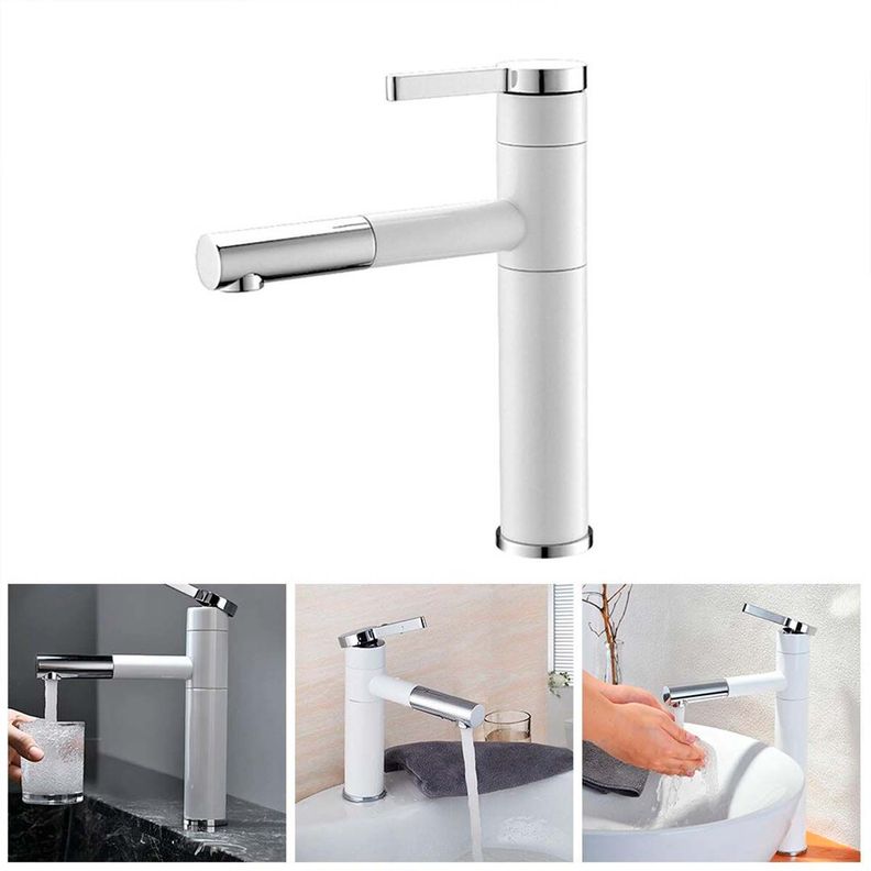 Llave Griferia Lavamanos Con Cuello Extensible Blanco Tap23-1
