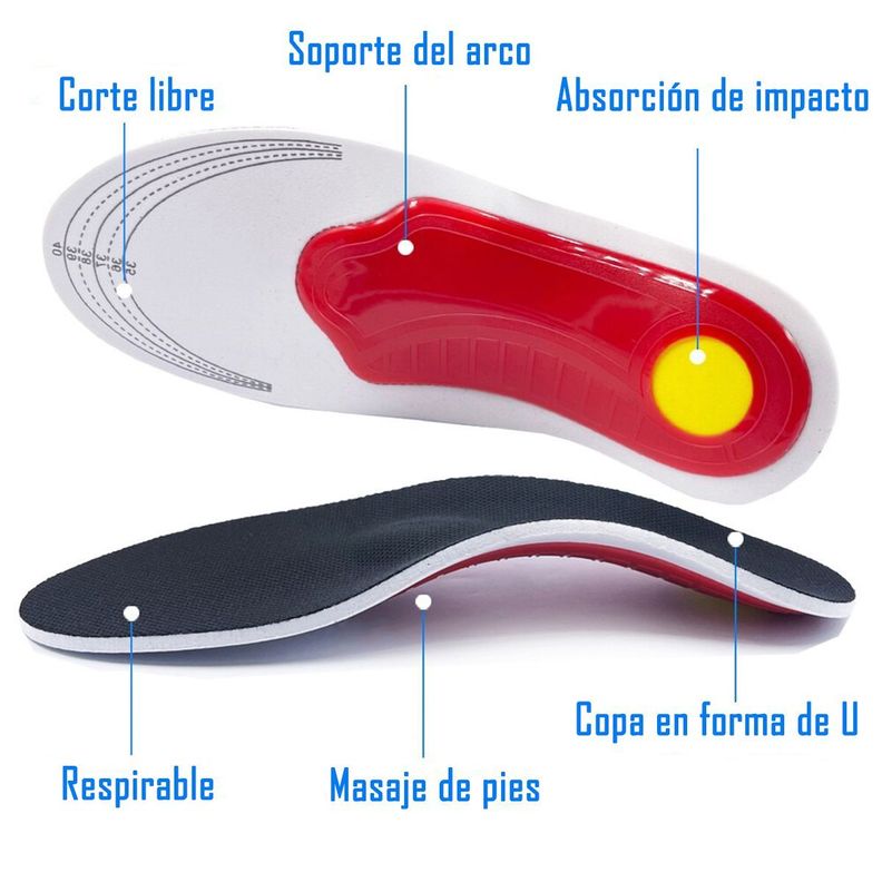 Plantillas Ortopedicas Ajustable Fascitis Pie Plano Talla 40-46-4