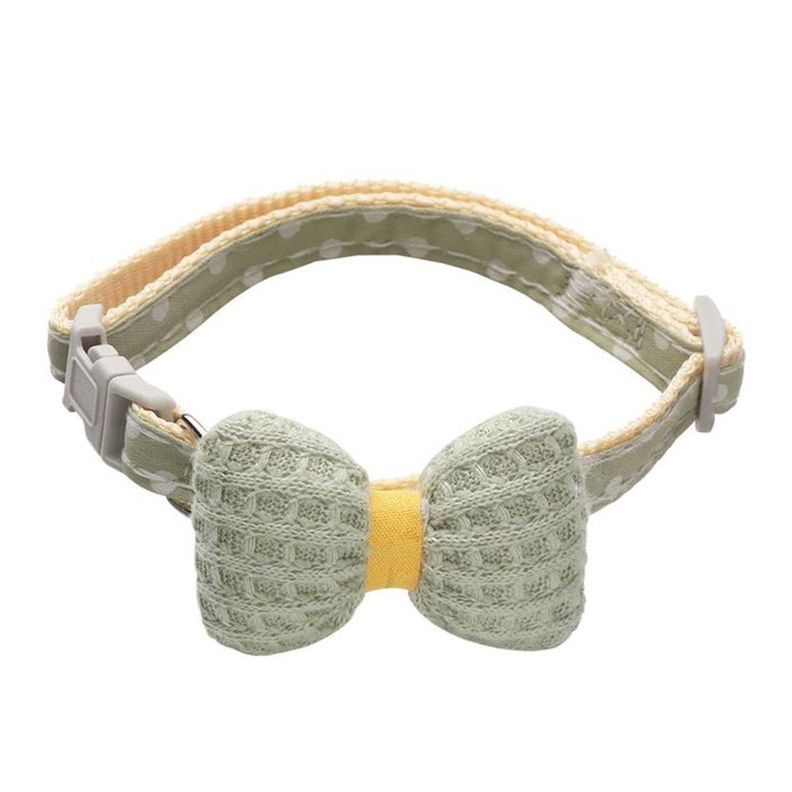 Collar Algodon Lazo Para Mascotas Pequeñas Gato Perro Verde-0