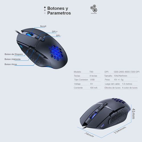Mouse Gamer Premium Imice T90 7200 Dpi Rgb Shooter-1