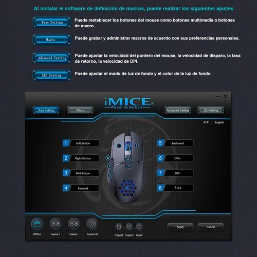 Mouse Gamer Premium Imice T90 7200 Dpi Rgb Shooter-2