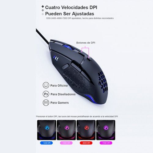 Mouse Gamer Premium Imice T90 7200 Dpi Rgb Shooter-4