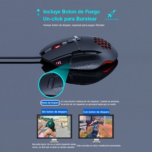 Mouse Gamer Premium Imice T90 7200 Dpi Rgb Shooter-5