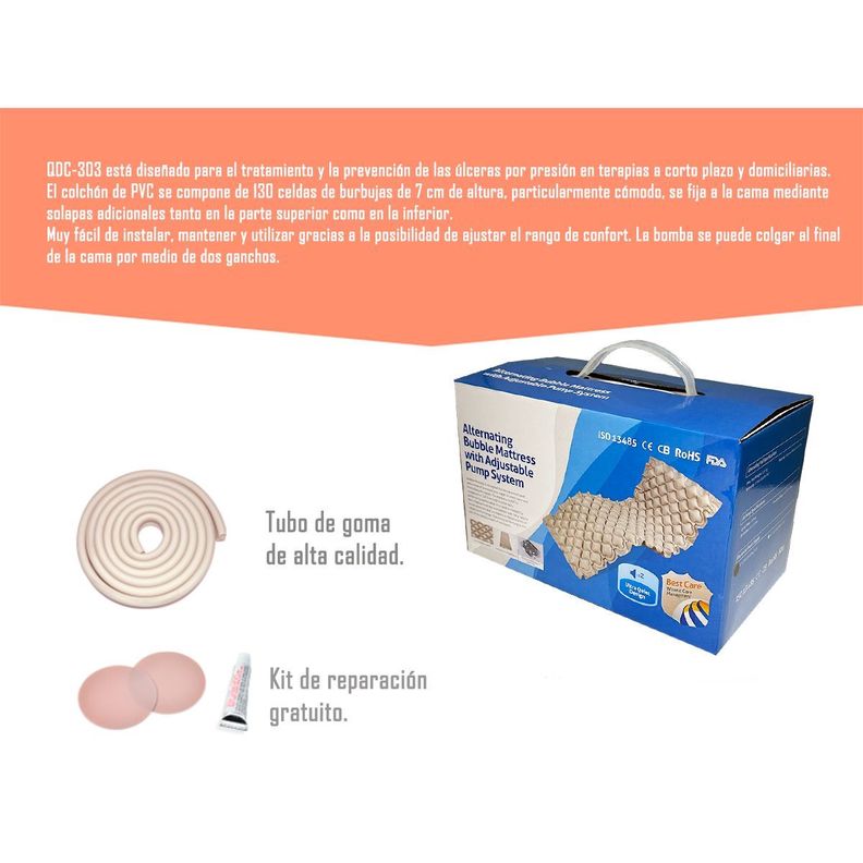 Colchón Antiescaras Con Motor 1 Plaza + Kit de Reparación-3