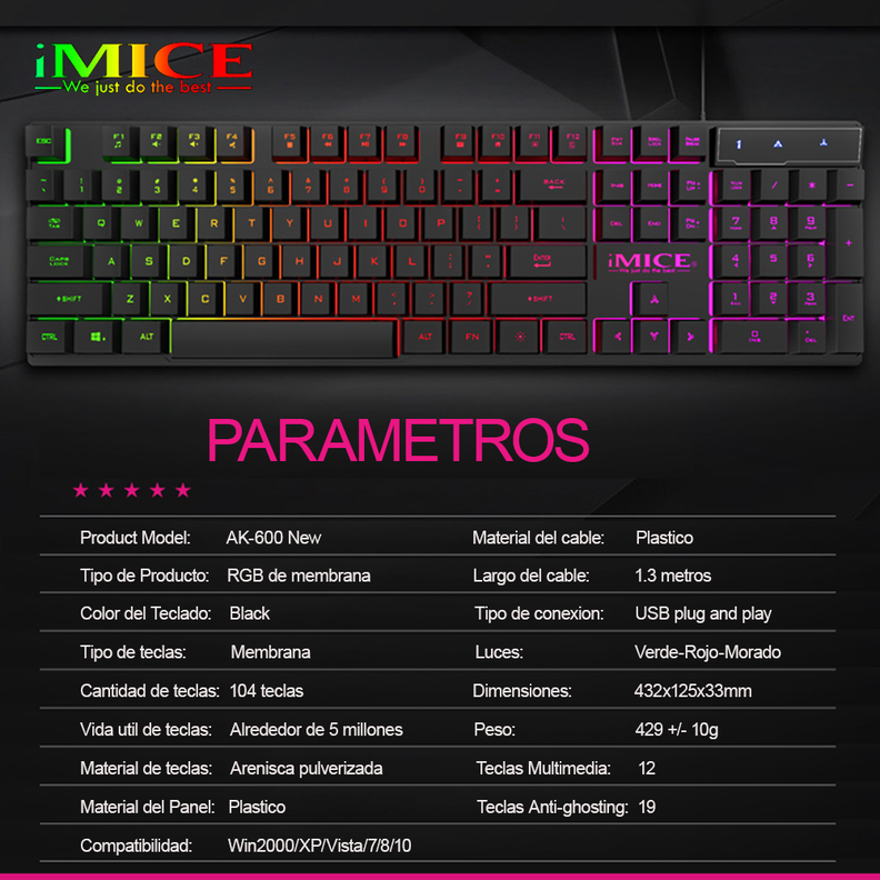 Teclado Gamer Premium Imice Ak-600 New Retroiluminado-2