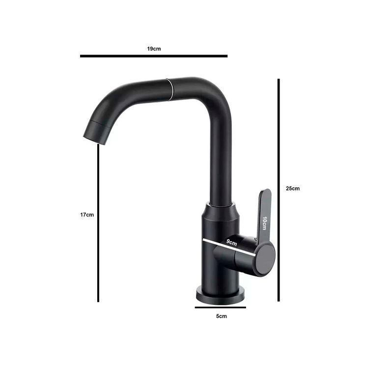 Llave Griferia Lavaplatos Cuello Giratorio Negro Mate Tap08-6