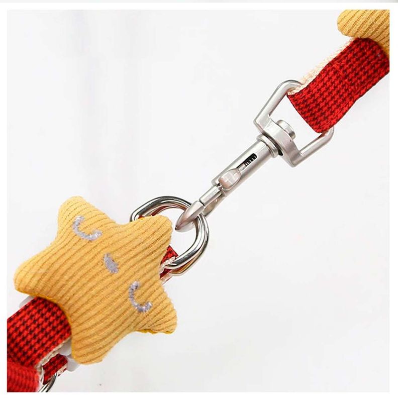 Arnes Pechera Transpirable + Correa Rojo Gatos Perros Mascotas-3