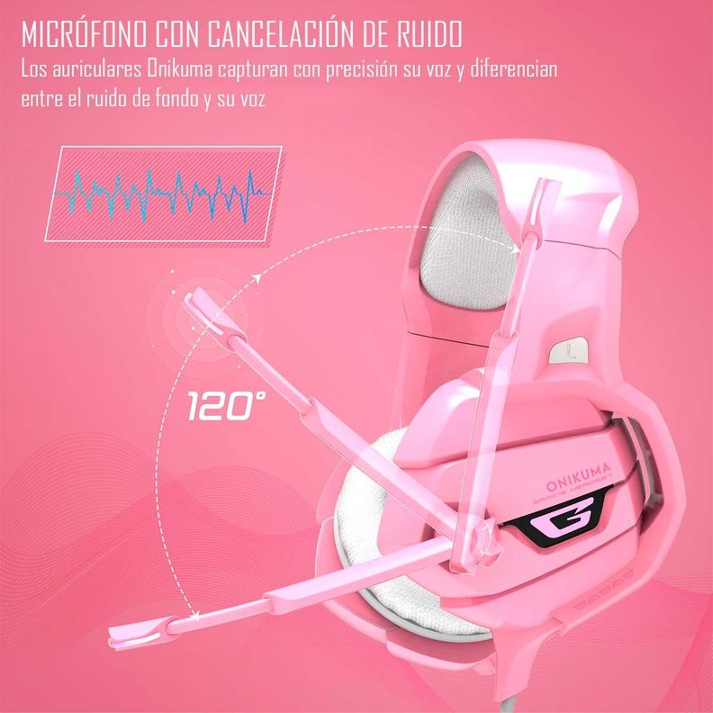 Audífonos Gamer Onikuma K5 Pink Compatibles Pc Ps4-4