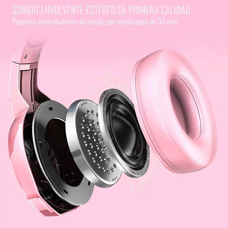 Audífonos Gamer Onikuma K5 Pink Compatibles Pc Ps4-6
