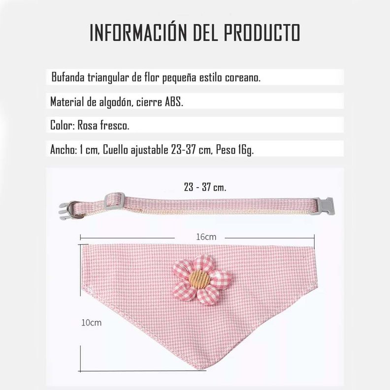 Collar Bufanda Tipo Pañuelo Para Mascota Perro Gato Rosado-3