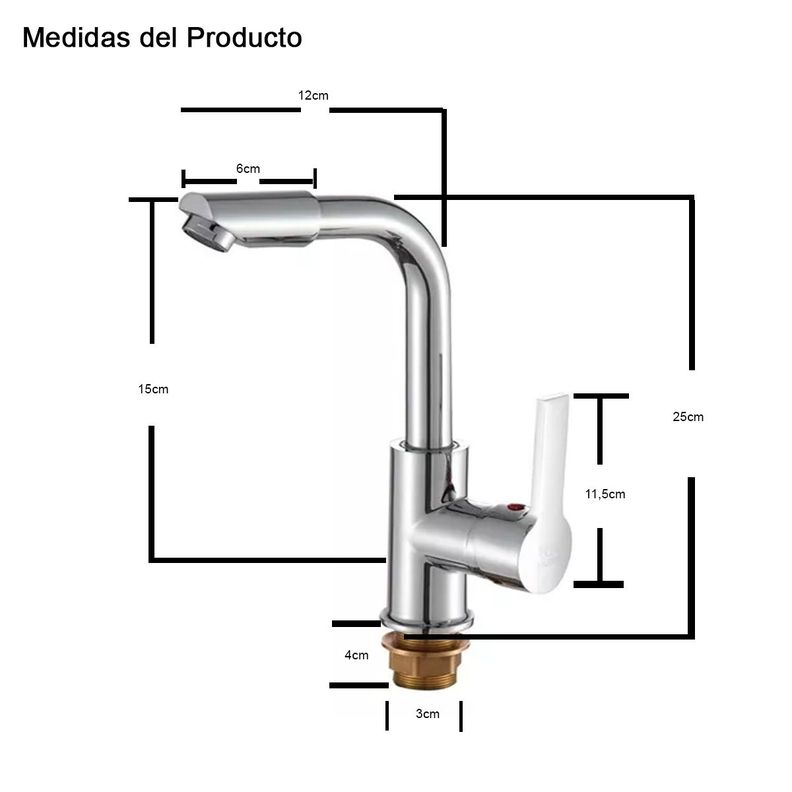 Llave Grifería Lavaplatos Monomando Alargado Plateado Cocina Tap07-4