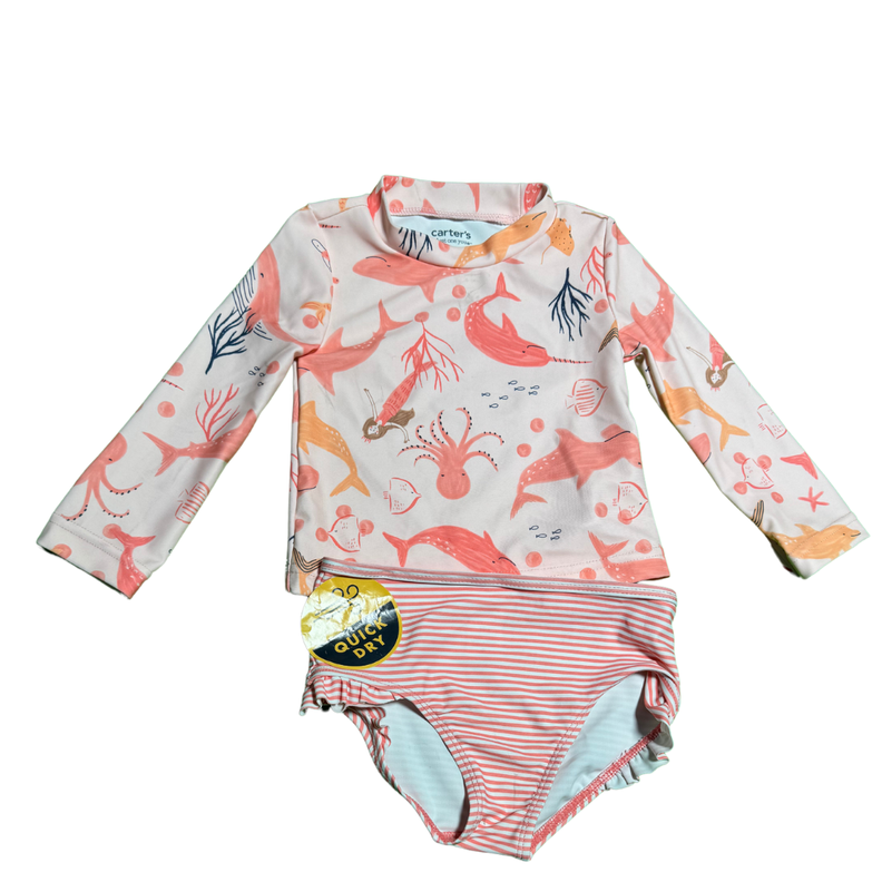 Traje de Baño Niña Carters Color Naranja Edad 12 meses-0