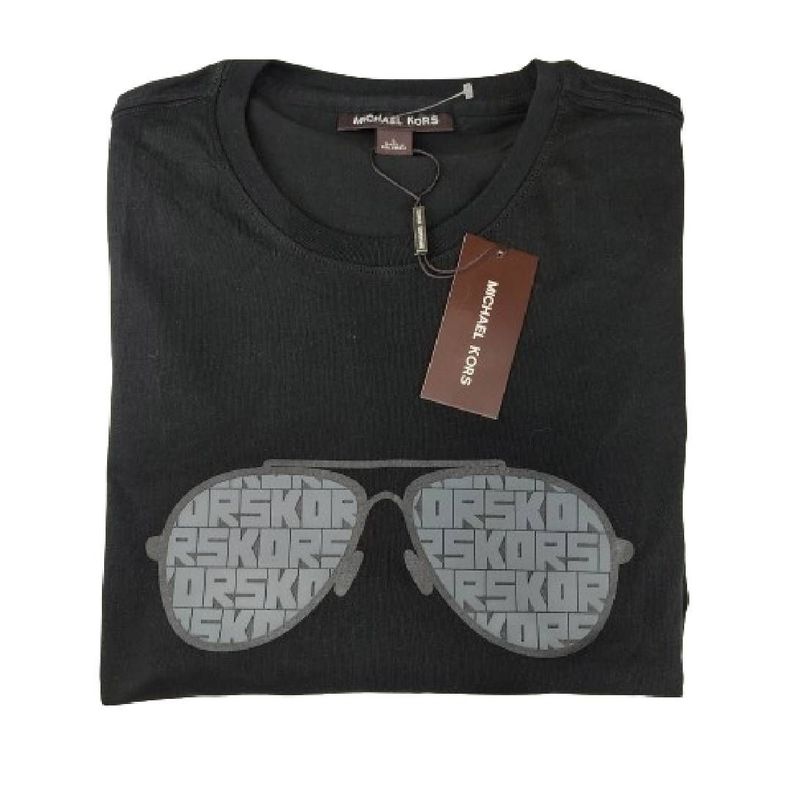 Polera MK Negra Cuello Redondo Diseño Lentes Logo Talla L-2
