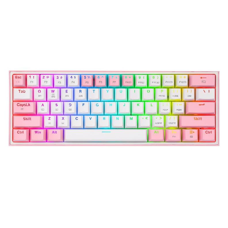 Teclado Redragon Fizz Pro White-Pink, Red Switch Blanco
