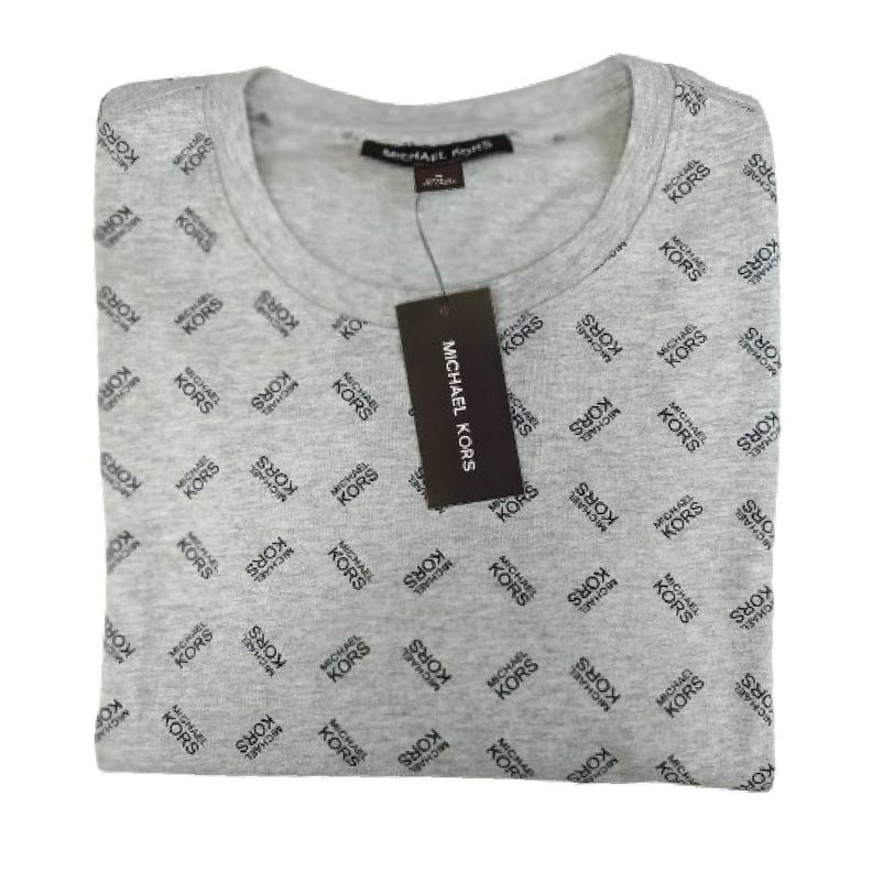 Polera MK Gris Claro Cuello Redondo Con Letras Talla M-2