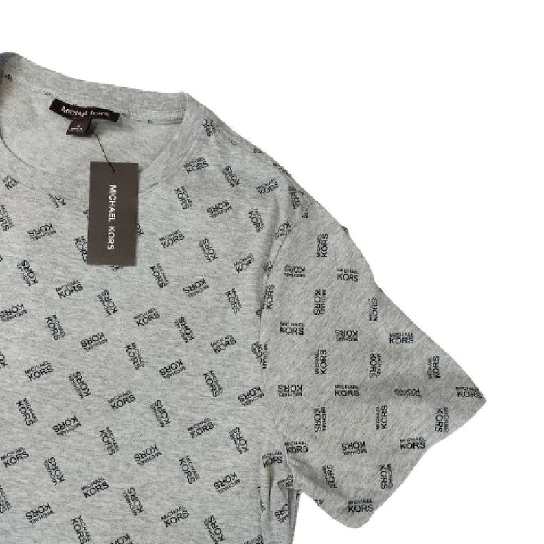 Polera MK Gris Claro Cuello Redondo Con Letras Talla M-3