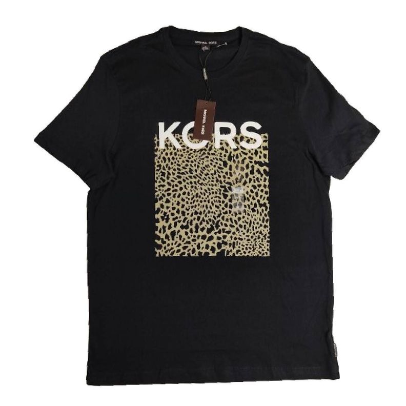 Polera MK Negra Cuello Redondo Letras Blancas/print Talla M-0