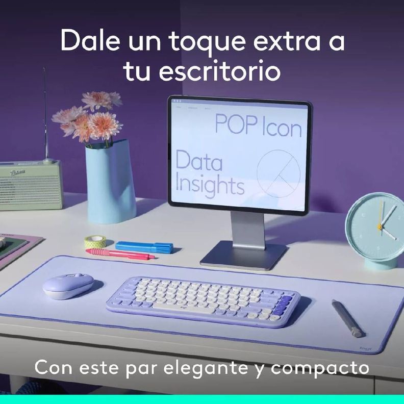 Teclado Logitech POP Icon Combo Español Lila-1