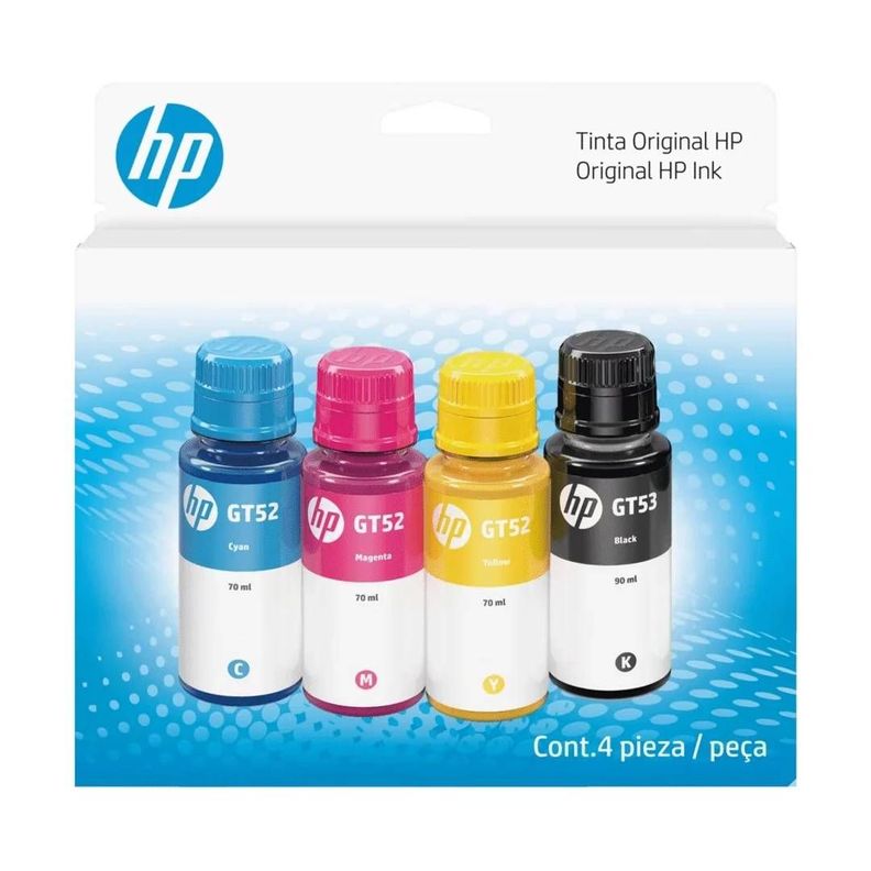 Pack de 4 Botellas de Tintas HP GT53/GT52-1