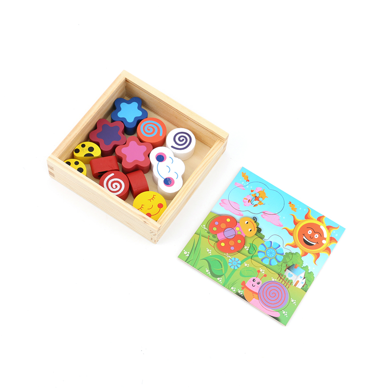 Caja y Figuras De Encaje De Madera-1