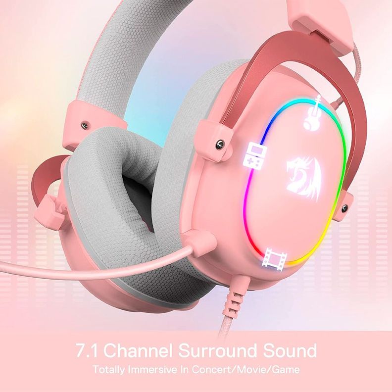 Audifonos Gamer Redragon Zeus H510-X RGB Pink 7.1 USB-1