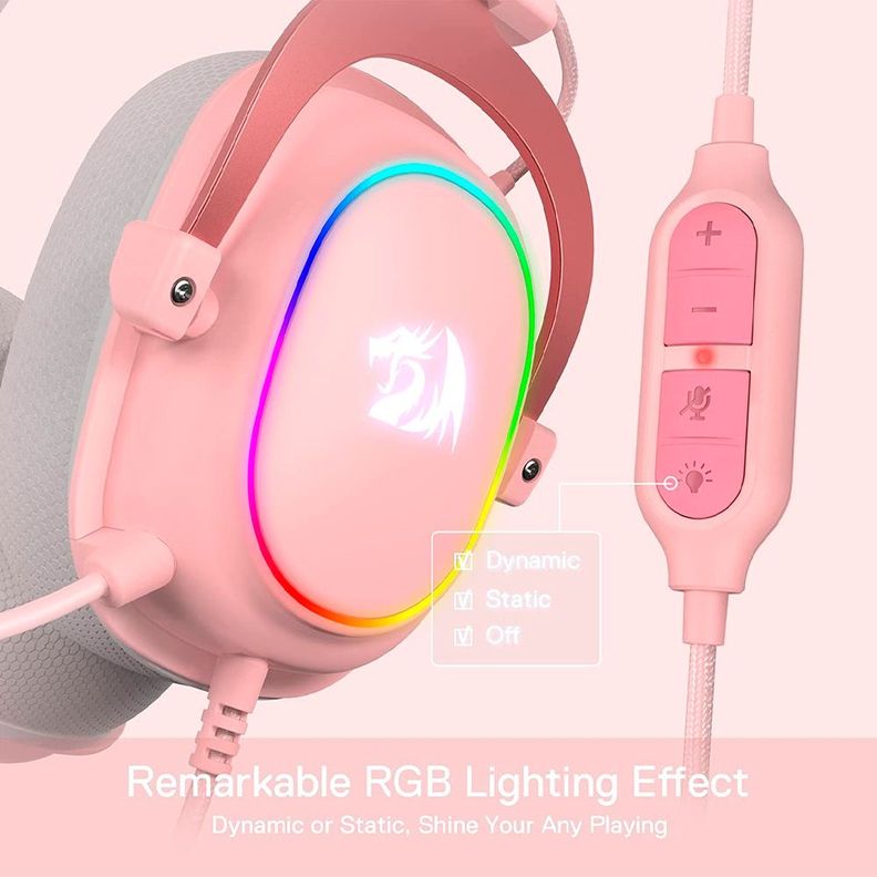 Audifonos Gamer Redragon Zeus H510-X RGB Pink 7.1 USB-4