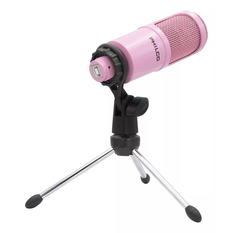 Micrófono Condensador para Streaming Philco USB 31623 Rosado-1
