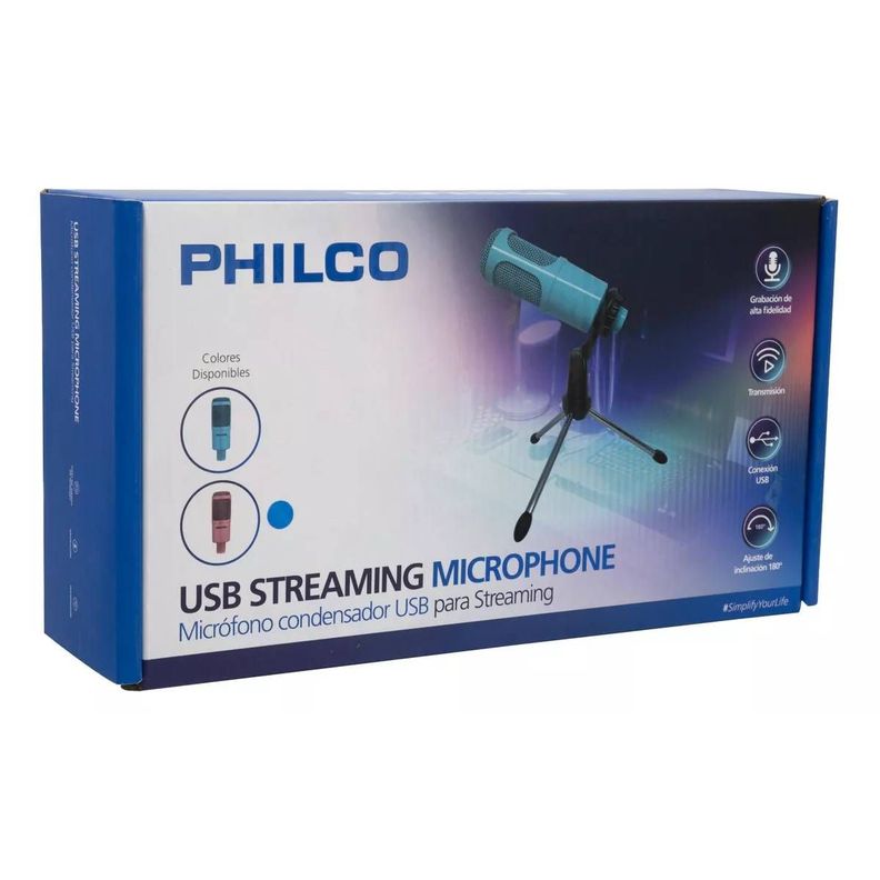 Micrófono Condensador para Streaming Philco USB 31623 Rosado-3