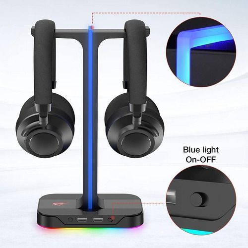 Soporte Stand Base Audifonos Gamer Luces Rgb Entrada Usb 2.0-3