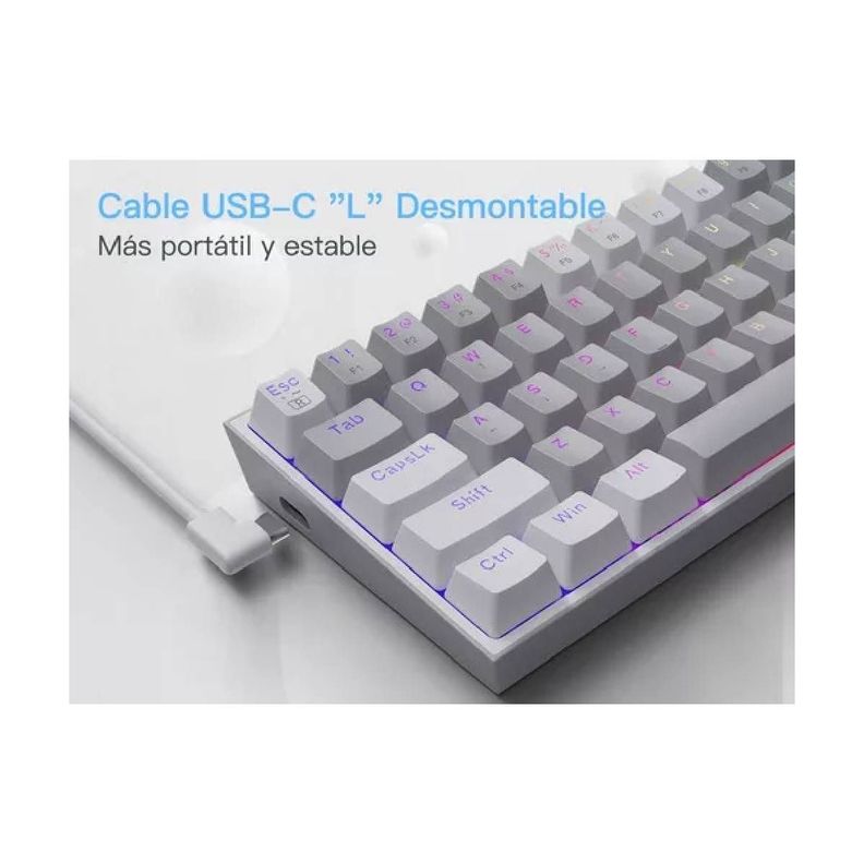 Teclado Redragon Fizz RGB Grey/White - K617-RGB-1